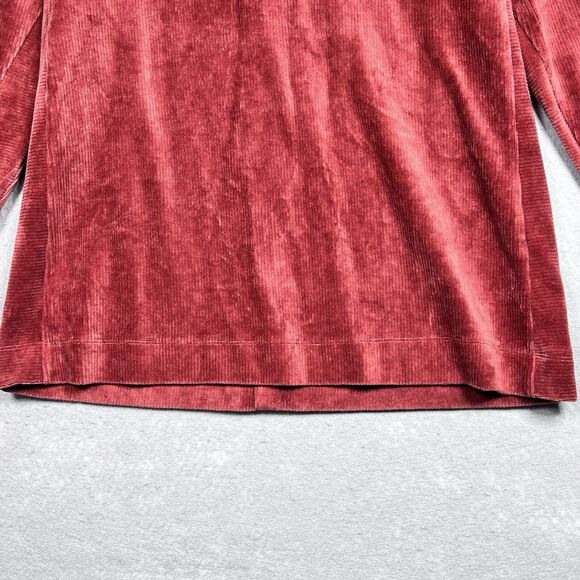 Soft Surroundings Sweater M Orange Caroline Pullover Tunic Corduroy Henna Button - Picture 4 of 11